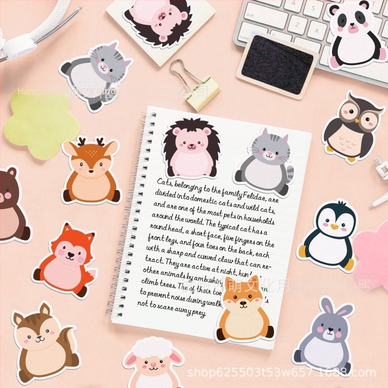 UB037 Autocolant Post-it cu animale din pădure, formă specială, pentru papetărie, cu model de manual, cu melc și arici, autocolant cu iepuraș