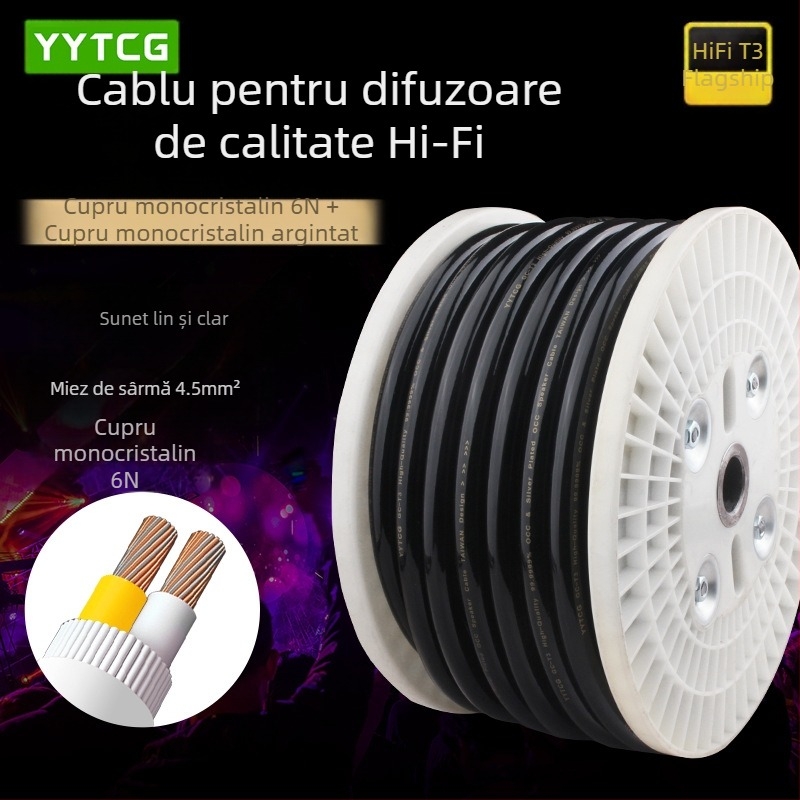 Linie de difuzor YYTCG linie audio de calitate superioară, monocristal, cupru placat cu argint, amplificator de putere pentru difuzor, linie audio hifi din cupru pur, linie împrăștiată