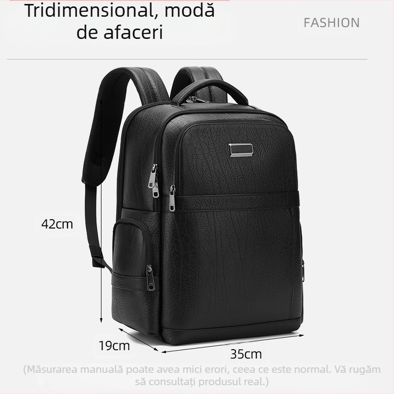 Rucsac exploziv pentru bărbați, model Daniel Neck, din piele naturală, simplu, la modă, pentru computer, geantă de afaceri din piele de vacă tăbăcită vegetal, în stoc