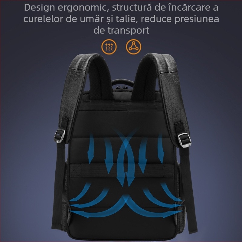 Rucsac exploziv pentru bărbați, model Daniel Neck, din piele naturală, simplu, la modă, pentru computer, geantă de afaceri din piele de vacă tăbăcită vegetal, în stoc