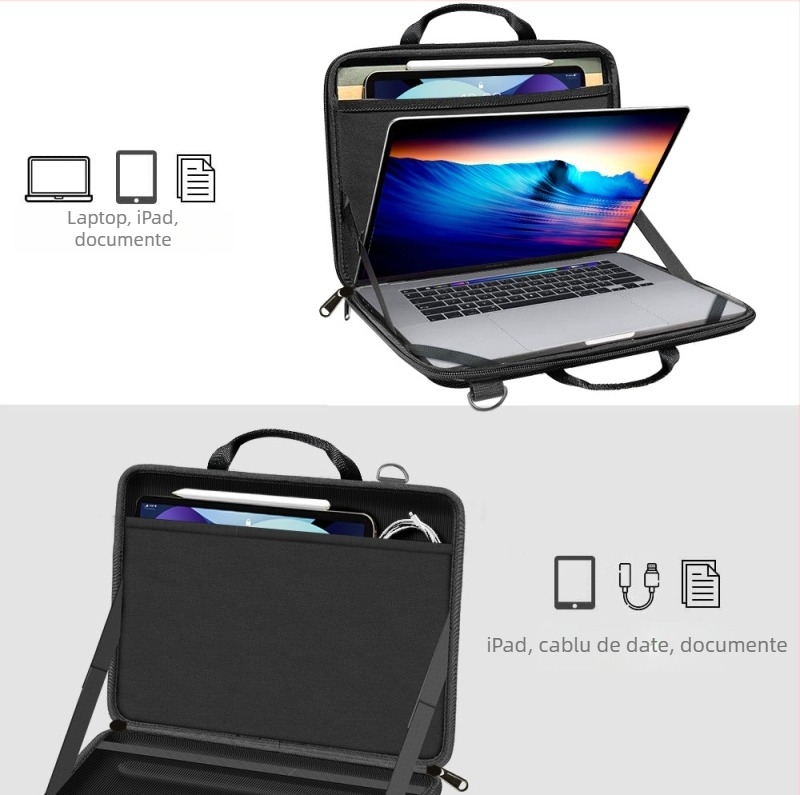 Geantă de laptop din eva cu fermoar anti-cădere, pentru Apple Macbook de 11-16 inch, din eva, cu carcasă rigidă
