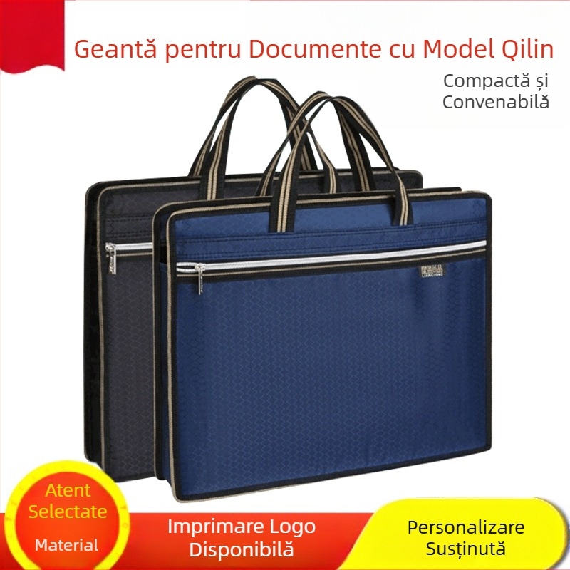Servietă de birou A4 din pânză pentru documente, servietă pentru studenți, geantă cu informații pentru bărbați și femei, fermoar, impermeabilă, capacitate mare de producție
