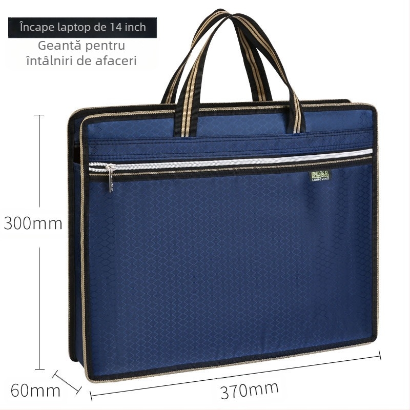 Servietă de birou A4 din pânză pentru documente, servietă pentru studenți, geantă cu informații pentru bărbați și femei, fermoar, impermeabilă, capacitate mare de producție