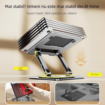 [Stil nou] Suport pentru laptop 668, rotativ, cu răcire, pliabil, reglabil, cu ridicare și suport pentru desktop