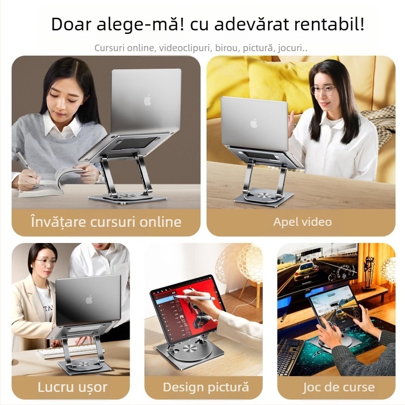 [Stil nou] Suport pentru laptop 668, rotativ, cu răcire, pliabil, reglabil, cu ridicare și suport pentru desktop