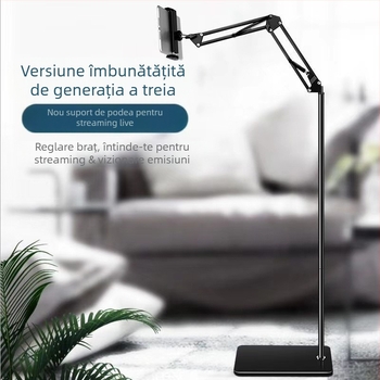 Suport lejer pentru tabletă de selfie live, 135 cm, pentru internet, roșie, tip consolă, pentru fotografie pe podea, tip desktop