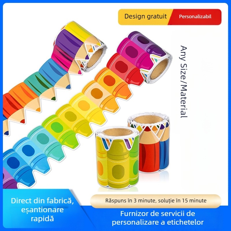 Autocolant decorativ pentru tablă de avizier Amazon, creion curcubeu, autocolant pentru tablă de clasă, decorare de bordură, bordură transversală