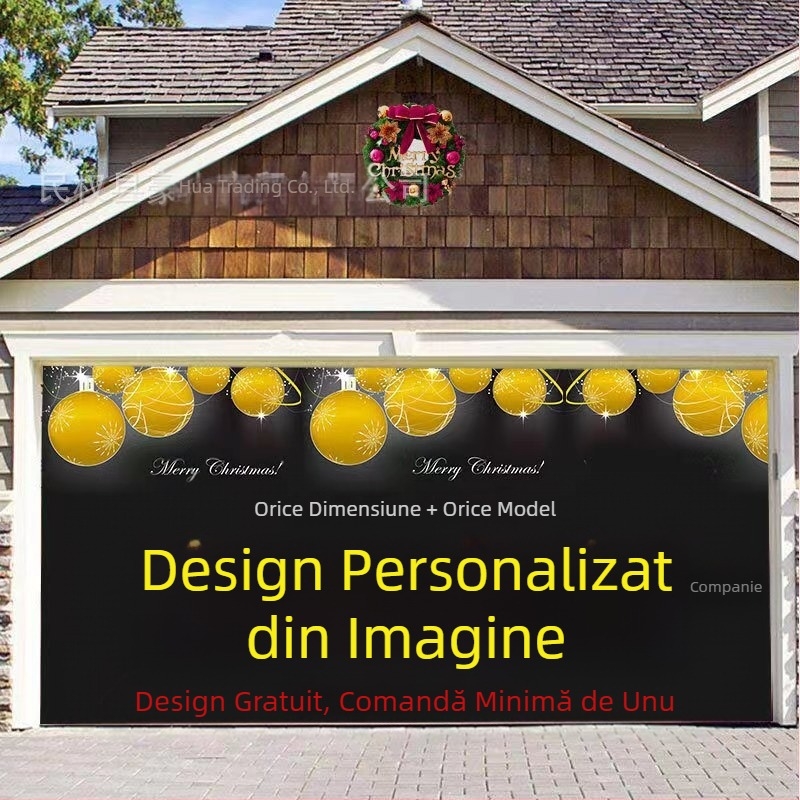 Crăciun nou, transfrontalier, pavilion de ușă de garaj, pânză, montat pe perete, sobă, decorare de petrecere de vacanță, fundal, pânză