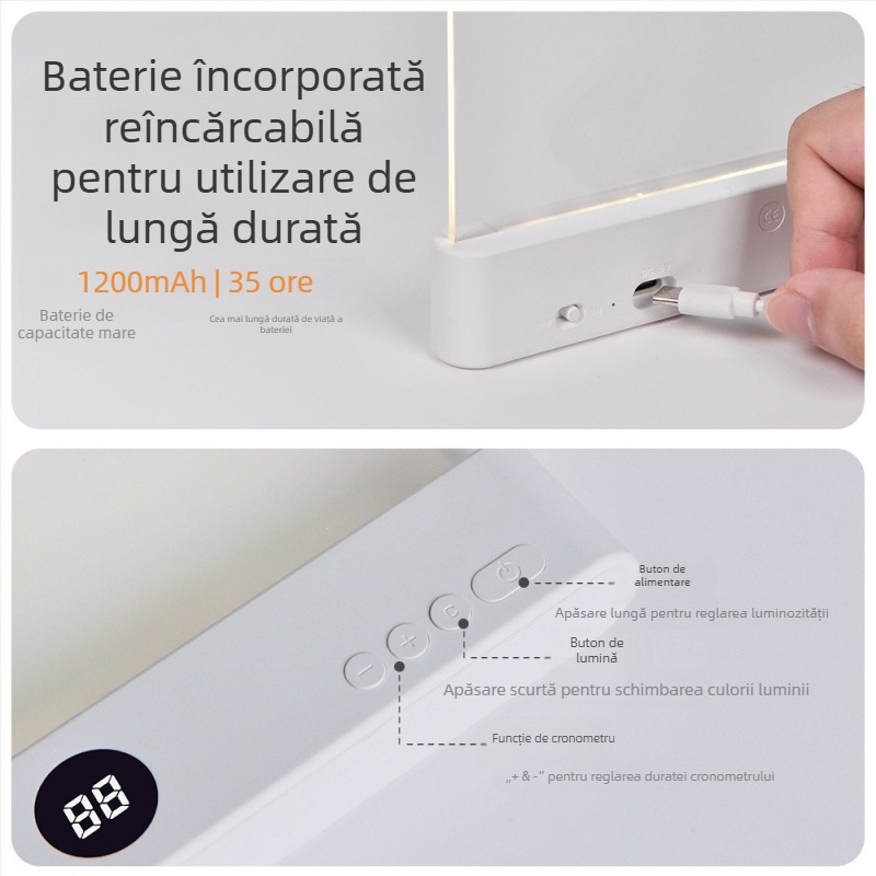 Lampă de învățare Graffiti transfrontalieră nouă lampă de lectură transparentă portabilă, lampă de învățare cu reglare continuă a intensității luminii, lampă de lectură temporizată