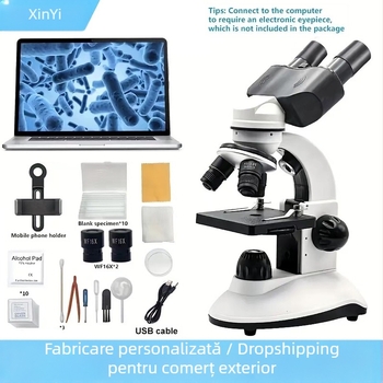 Microscopul optic binocular, același model folosit în școli, este un instrument indispensabil pentru elevii de gimnaziu pentru a explora plantele naturale, biologia microscopică și examenele profesionale