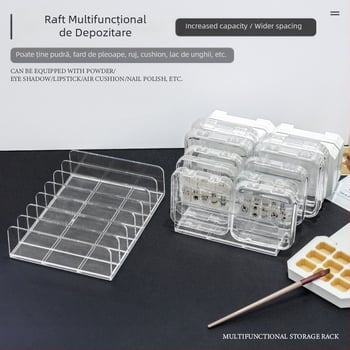 Pernă de aer pudră tort cosmetice pudră fard de pleoape paletă transparentă de depozitare cutie manichiură paletă de culori lucrată manual portabil unghii depozitare raft