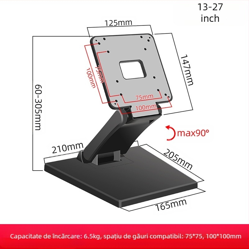 Trei producători de strategie, suport pentru monitor de 13-17-22-24 inch, suport pentru computer cu ecran tactil, bază pliabilă pentru desktop, priză