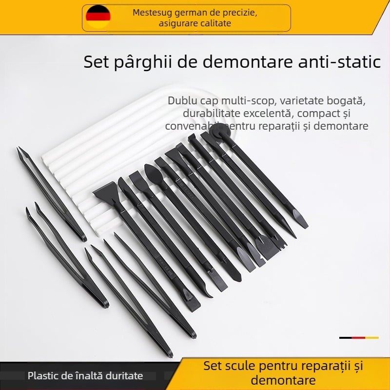 Pensetă antistatică din plastic, tip rangă, 14 într-unul, instrument de întreținere pentru fabrică de electronice, clemă neagră cu gură largă, costum
