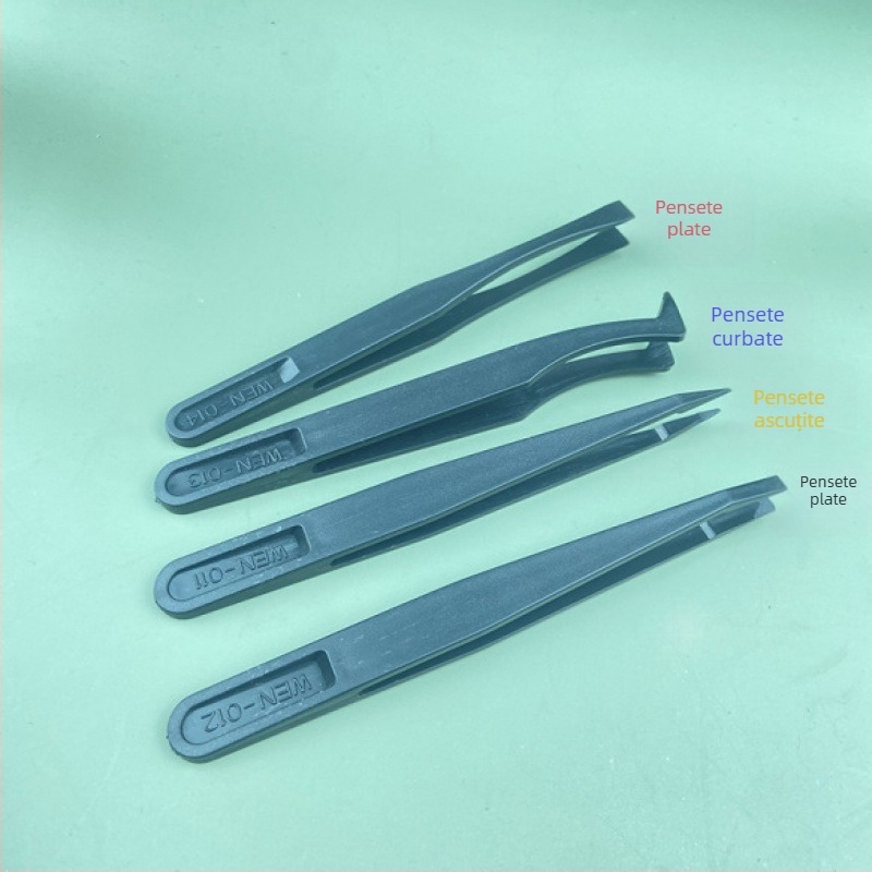 Pensetă antistatică din plastic, tip rangă, 14 într-unul, instrument de întreținere pentru fabrică de electronice, clemă neagră cu gură largă, costum