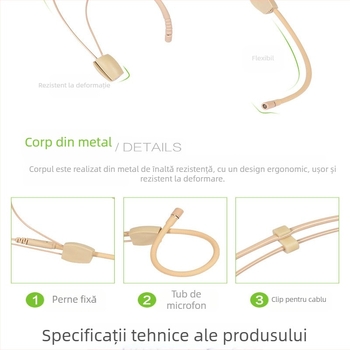 Microfon wireless pentru cursuri online live, căști, microfon mic, culoarea pielii, căști, microfon pentru conferințe, discursuri