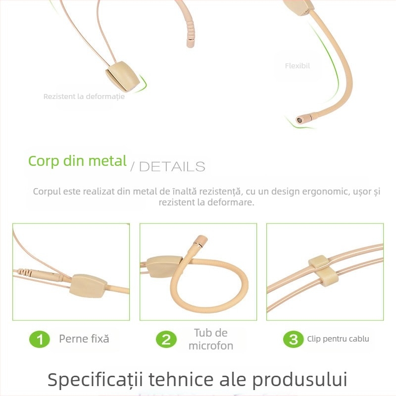 Microfon wireless pentru cursuri online live, căști, microfon mic, culoarea pielii, căști, microfon pentru conferințe, discursuri