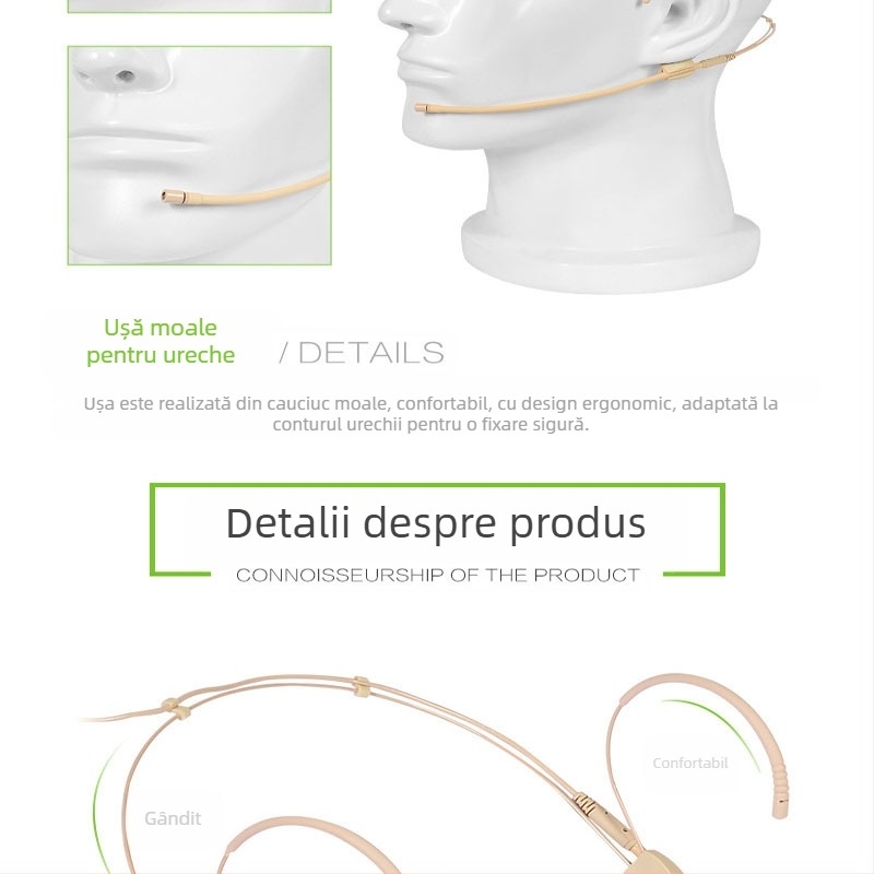 Microfon wireless pentru cursuri online live, căști, microfon mic, culoarea pielii, căști, microfon pentru conferințe, discursuri