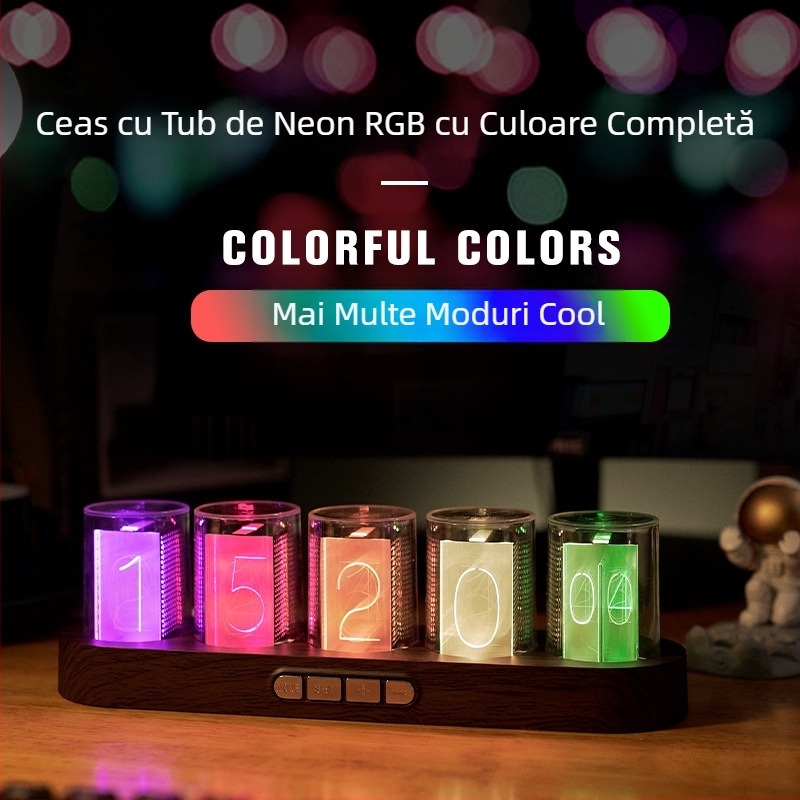 Ceas digital cu tub pseudo-Nixie RGB Amazon, vânzare excelentă, pentru comerț electronic, ornamente creative pentru desktop