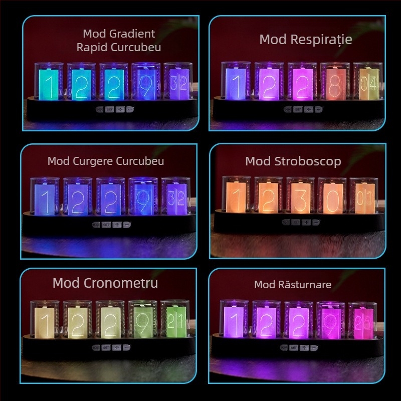Ceas digital cu tub pseudo-Nixie RGB Amazon, vânzare excelentă, pentru comerț electronic, ornamente creative pentru desktop