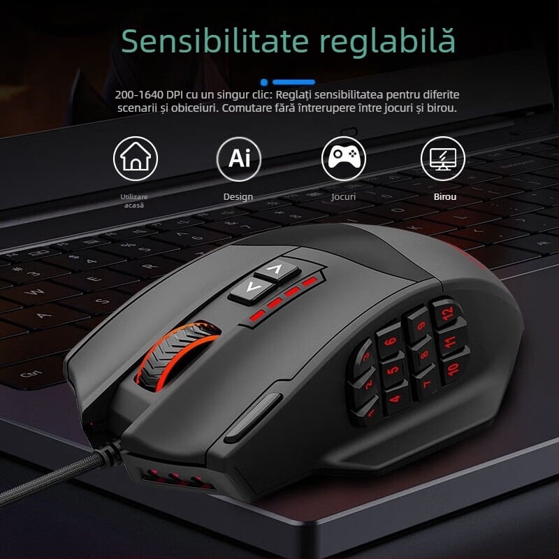 Mouse electronic de joc pentru competiție E element X39, cu taste multiple pentru programare macro, competiție de liga eroilor, mouse macro pentru mâncare de pui
