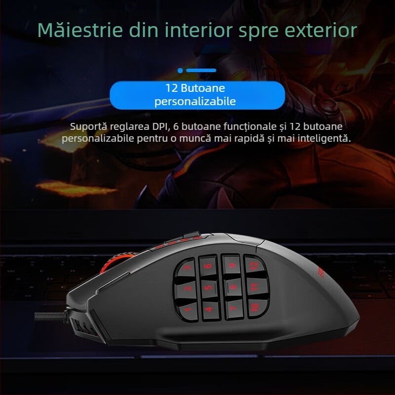 Mouse electronic de joc pentru competiție E element X39, cu taste multiple pentru programare macro, competiție de liga eroilor, mouse macro pentru mâncare de pui
