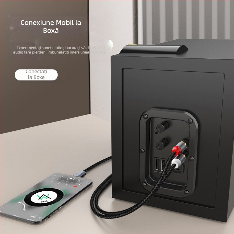 Cablu audio transfrontalier Type-C la RAC Lotus Line 1/2 AUX la RAC pentru iPad Huawei Samsung Google Plus