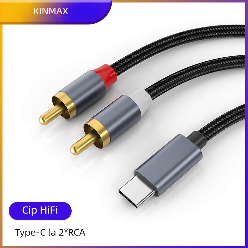 Cablu audio transfrontalier Type-C la RAC Lotus Line 1/2 AUX la RAC pentru iPad Huawei Samsung Google Plus