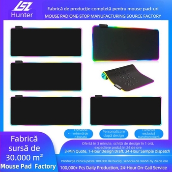 Pad de mouse antiderapant pentru jocuri RGB, cu iluminare din spate cu LED-uri multicolore, 400 x 900 mm, din cauciuc sintetic, furnizare exclusivă transfrontalieră
