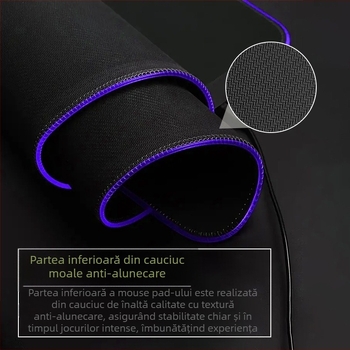 Pad de mouse antiderapant pentru jocuri RGB, cu iluminare din spate cu LED-uri multicolore, 400 x 900 mm, din cauciuc sintetic, furnizare exclusivă transfrontalieră