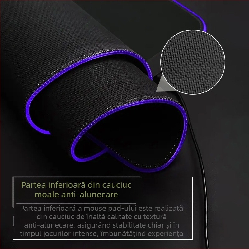 Pad de mouse antiderapant pentru jocuri RGB, cu iluminare din spate cu LED-uri multicolore, 400 x 900 mm, din cauciuc sintetic, furnizare exclusivă transfrontalieră