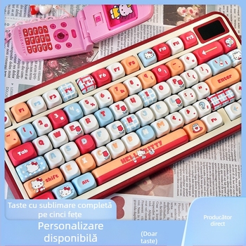 Tastatură Hello Kitty, sublimare personalitate hellokitty, drăguț, 87/98/104/108, tastă de birou