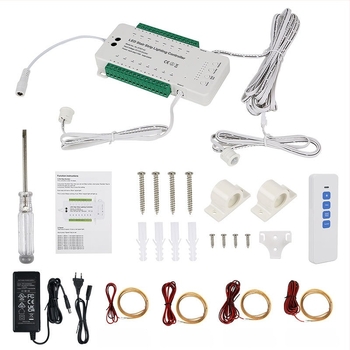 Controler de inducție umană pentru scări, controler de lumină pentru scări + 16 bare luminoase de 0,5 m + set de alimentare controler