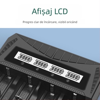 Încărcător de baterii USB cu ecran LCD, afișaj inteligent pentru baterii AA/AAA 18650 26650 21700, încărcător