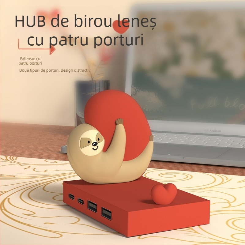 HUB USB cu 4 porturi, splitter personalizat, creativ, pentru desktop, drăguț, pentru telefon mobil, decorare