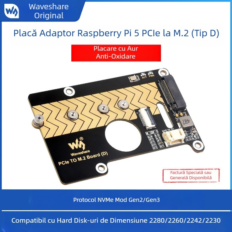 Weixue Raspberry Pi 5 PCIe la Hard Disk Placă de expansiune 8Gbps Citire și scriere de mare viteză Interfață M.2 Nvme Hard Disk