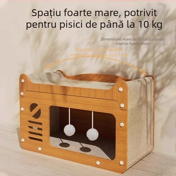 Cuib pentru pisici, placă de zgâriat pentru pisici, carton integrat, gheare de pisică înlocuibile, căsuță pentru pisici, pat pentru pisoi, canapea, dimensiune extra mare potrivită