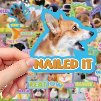 50 de stickere recompensă pentru animale, drăguțe și distractive, cu expresii în engleză pentru animale mici, caiet de papetărie DIY