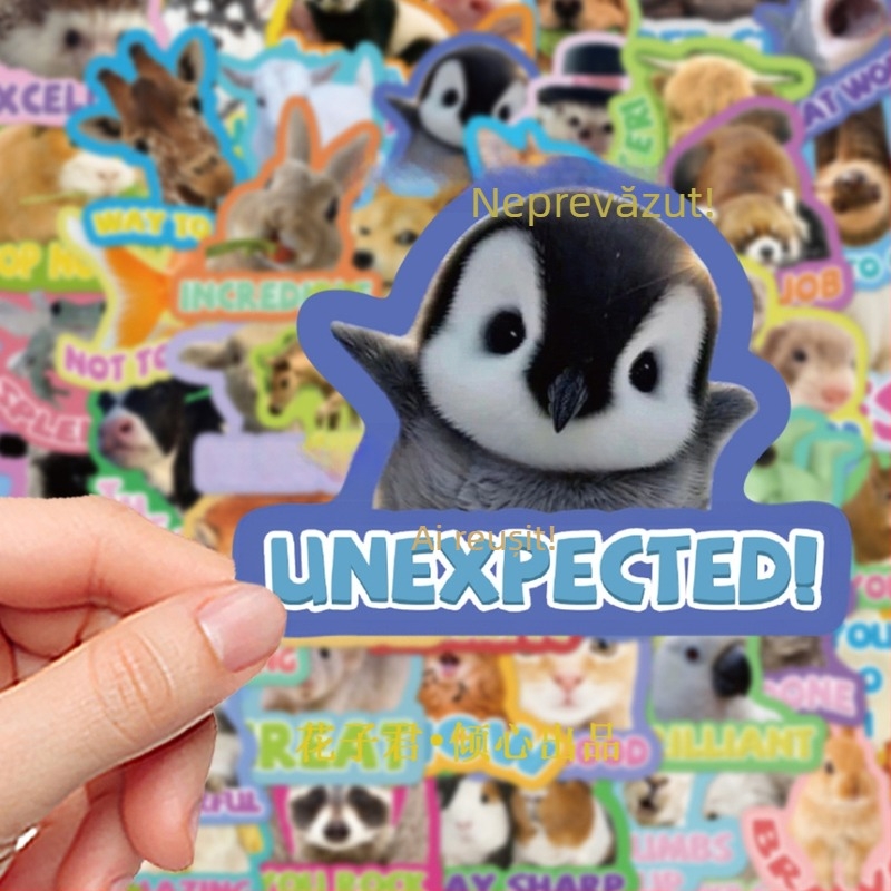 50 de stickere recompensă pentru animale, drăguțe și distractive, cu expresii în engleză pentru animale mici, caiet de papetărie DIY