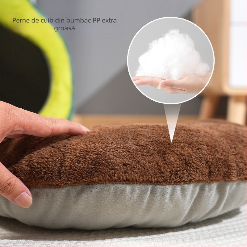 Drăguț Avocado Cat Kennel Toamna și Iarna Nou Închis Pet Kennel Universal Tridimensional Îngroșat Small Dog Kennel pentru toate anotimpurile