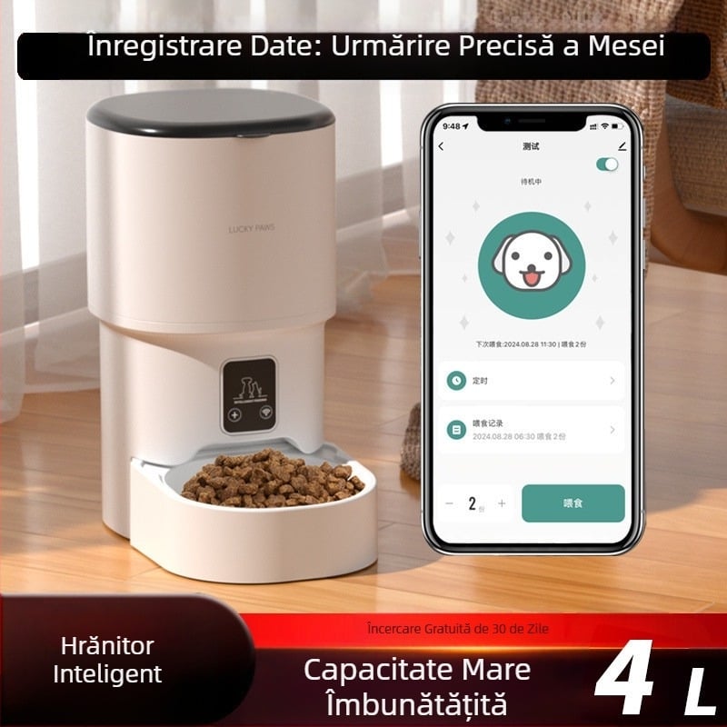 Hrănitor automat pentru animale de companie, temporizator cantitativ pentru pisici, hrană inteligentă pentru pisici, hrană pentru câini, telecomandă, WiFi, Bluetooth, mașină de hrănit cu control de la distanță