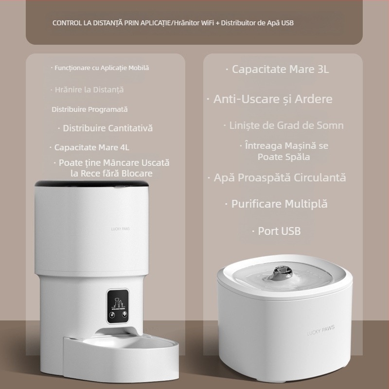 Hrănitor automat pentru animale de companie, temporizator cantitativ pentru pisici, hrană inteligentă pentru pisici, hrană pentru câini, telecomandă, WiFi, Bluetooth, mașină de hrănit cu control de la distanță