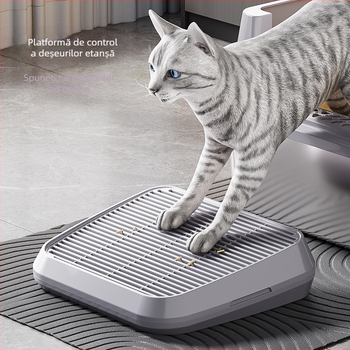 Tavă dublă pentru litiera pisicilor, masă anti-nisip, control al scurgerilor de nisip, tavă specială pentru litiera pisicilor, filtru de înălțime anti-nisip, pedală pentru litiera pisicilor