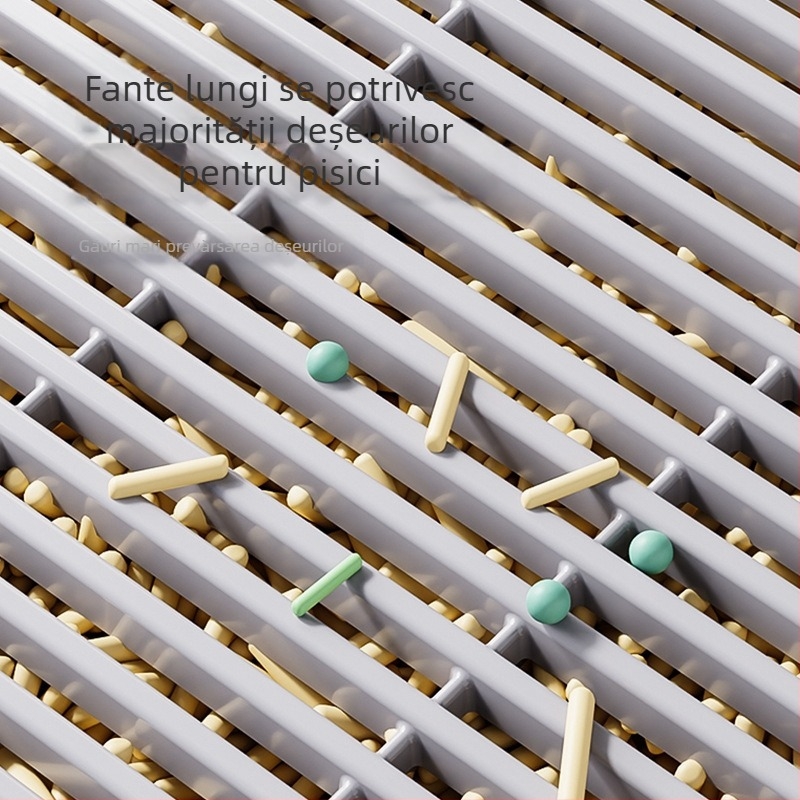 Tavă dublă pentru litiera pisicilor, masă anti-nisip, control al scurgerilor de nisip, tavă specială pentru litiera pisicilor, filtru de înălțime anti-nisip, pedală pentru litiera pisicilor