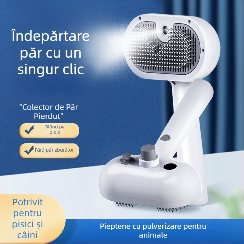 Pieptene de masaj cu spray transfrontalier pentru animale de companie, pieptene cu abur pentru pisici, pieptene pentru păr, pieptene cu spray pentru părul de pisică pentru îndepărtarea părului desprins