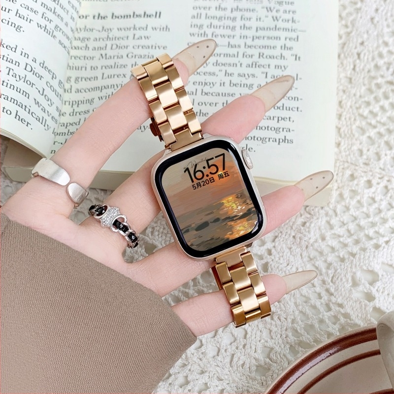 Pentru curea iwatch, curea sport din oțel inoxidabil cu trei elemente din metal pentru Apple Watch, pentru bărbați și femei, Ultra2, pentru iWatch