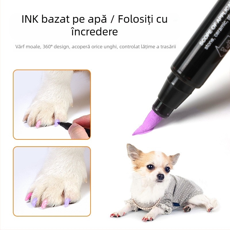 Sucai Pet Manichiură Stilou Câine Lac De Unghii Graffiti Stilou Marker Acrilic Stilou Vârf Moale Impermeabil Uscare Rapidă Non-Decolorare