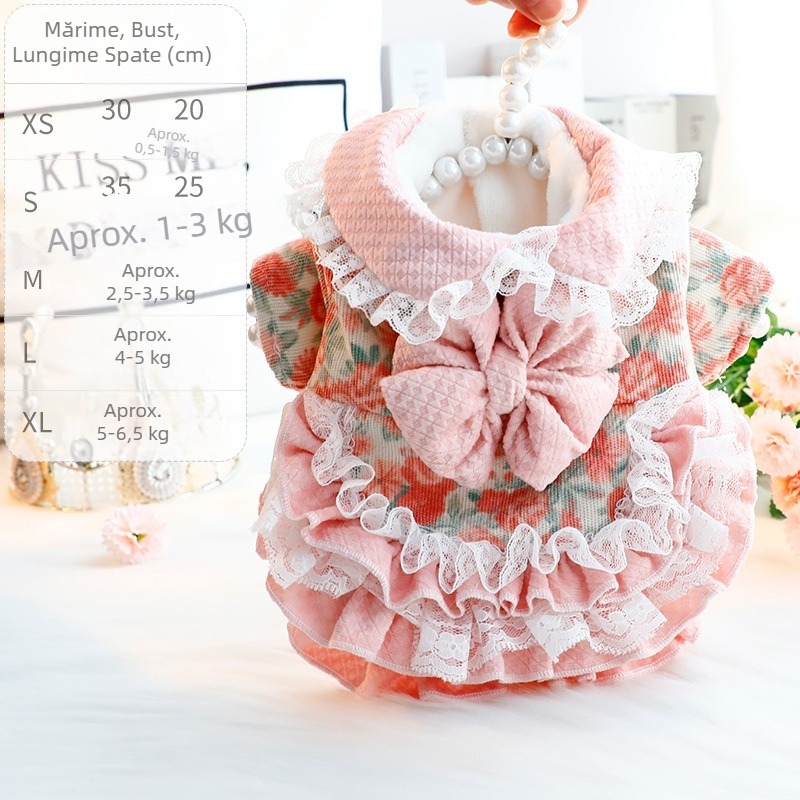 Haine de toamnă și de iarnă pentru câini, rochie groasă de prințesă pentru pisici, tracțiune Lolita, drăguț câine mic, teddy pentru animale de companie 5885