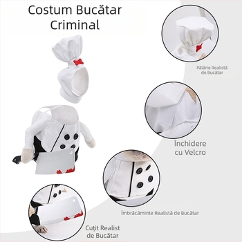 Costum de transformare amuzant de buldog francez Bichon, simulare de animale de companie, uniformă de bucătar cu cuțit pentru pisici și câini, set de ținute de Halloween cu două picioare