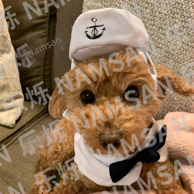 Nouă îmbrăcăminte pentru animale de companie, îmbrăcăminte pentru câini și pisici, pălărie, costum de marinar, costum bleumarin, costum de mare, pelerină, producător