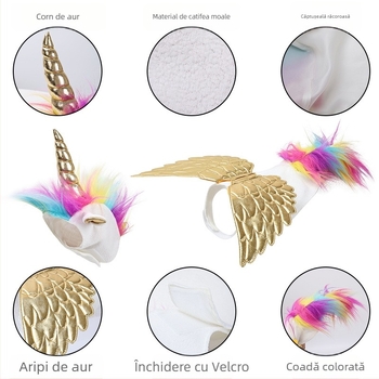 Halloween pisică unicorn decor drăguț unicorn decor de sărbătoare reglabil cu velcro accesorii pentru animale de companie